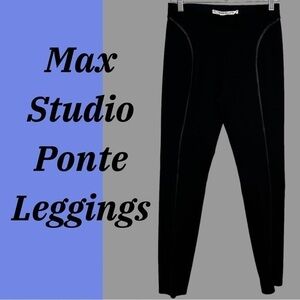 Faux Leather Trimmed Ponte Knit Leggings